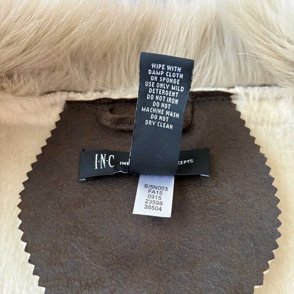 INC International Concepts Y2K Brown Faux Suede Fur Vest L Penny Lane Afghan - Picture 9 of 11